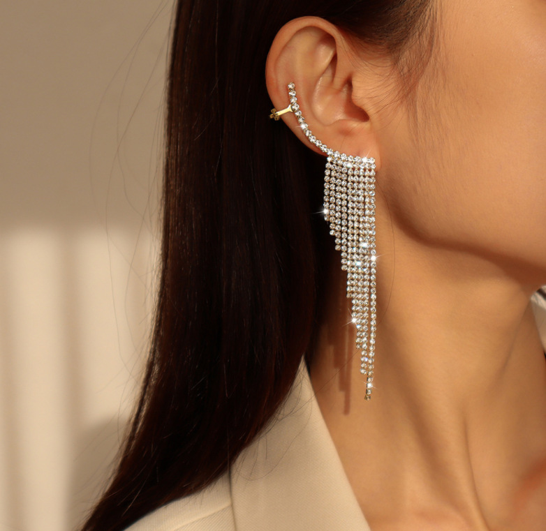 Drop Earrings Classification 1 Pair Luxurious Tassel Alloy Plating Rhinestones Women's Drop Earrings