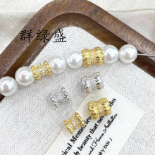 群绿盛S925纯银镶钻小蛮腰莲花台隔珠转运珠diy串珠水晶编绳配件