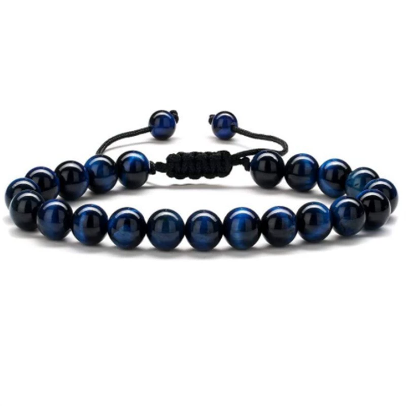 Bracelet GOLBALJEW woven aromatherapy tiger eye, 8 mm beads, adjustable 18.5 cm