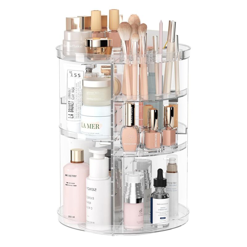 Cross-Border 360 Rotating Cosmetics Transparent Acrylic Storage Rack Bathroom Desktop Cosmetics Storage Rack