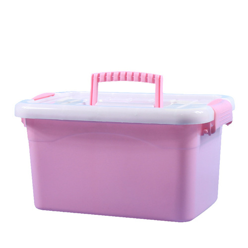 Factory direct selling PP food grade transparent covered plastic storage box suitcase desktop storage box cosmetic box