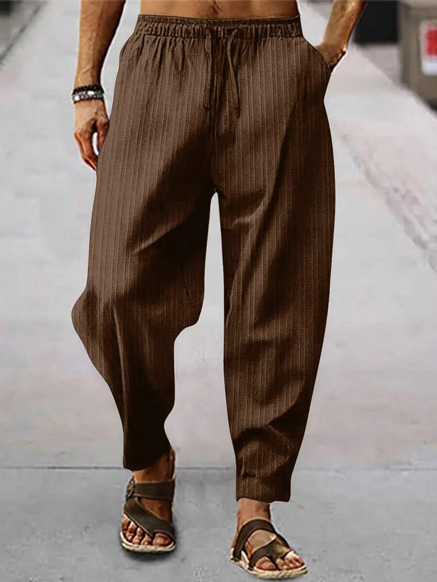 H 61507 Striped linen men's pants 条纹亚麻男士休闲裤
