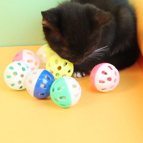Cat toy manufacturer direct sales two-color plastic cat scratching ball cat self-pleasure interactive sounding bell ball cat toy