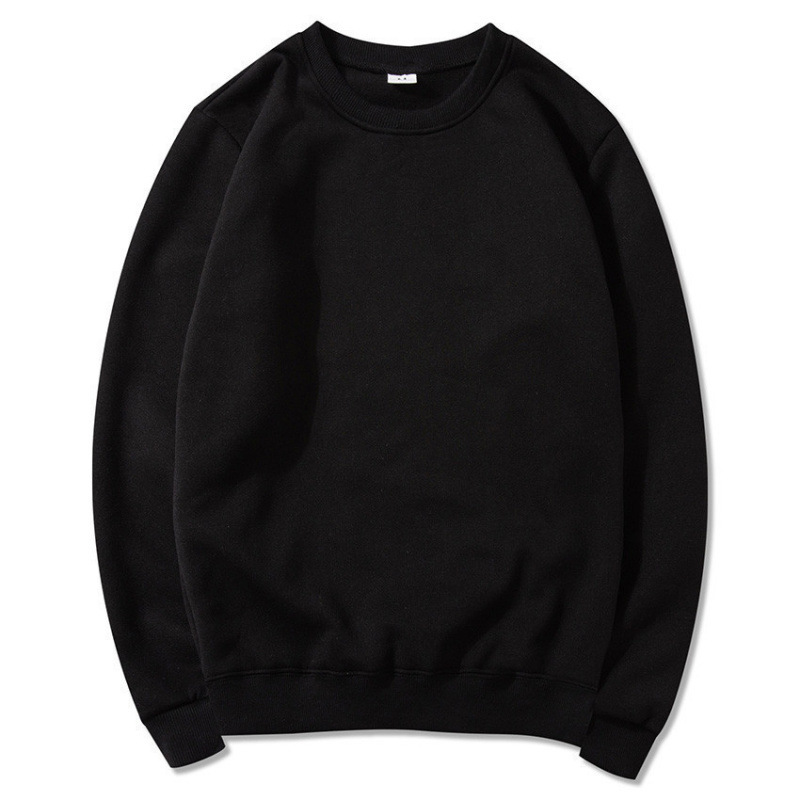 Cross-Border Amazon European and American Men's and Women's Casual Sports Round-Neck Sweatshirt Hip-Hop Pullover Solid Color Fleece-Lined Long-Sleeve in Stock