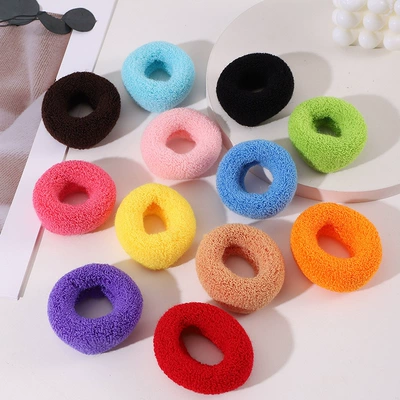 Towel Ring Thick Towel Hair Ring Candy Color Rubber Band Large High Elastic Hair Rope Hair Rope Hair Accessories (Saç üçün rezinlər) - mixed-color-12