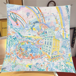 90cm New H [Fubao Dream] Carriage Lady Sunscreen Shawl Large Square Scarf Wrap Chest Scarf Scarf Headscarf