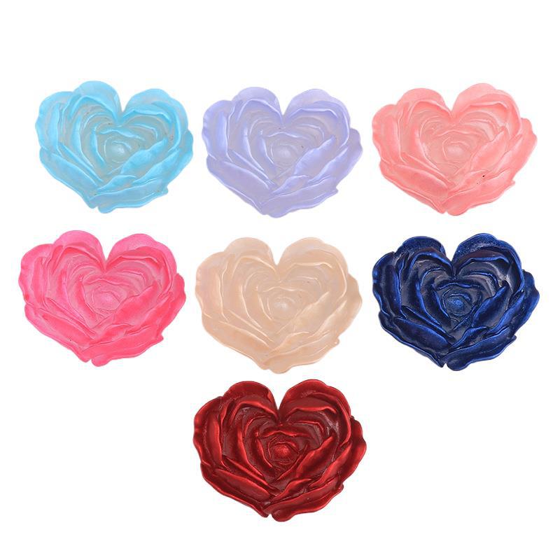 新しいベルベットの愛のバラの花の樹脂部品はdiy携帯ケースのクリームのヘアピンの収納ケースの装飾を作ります。