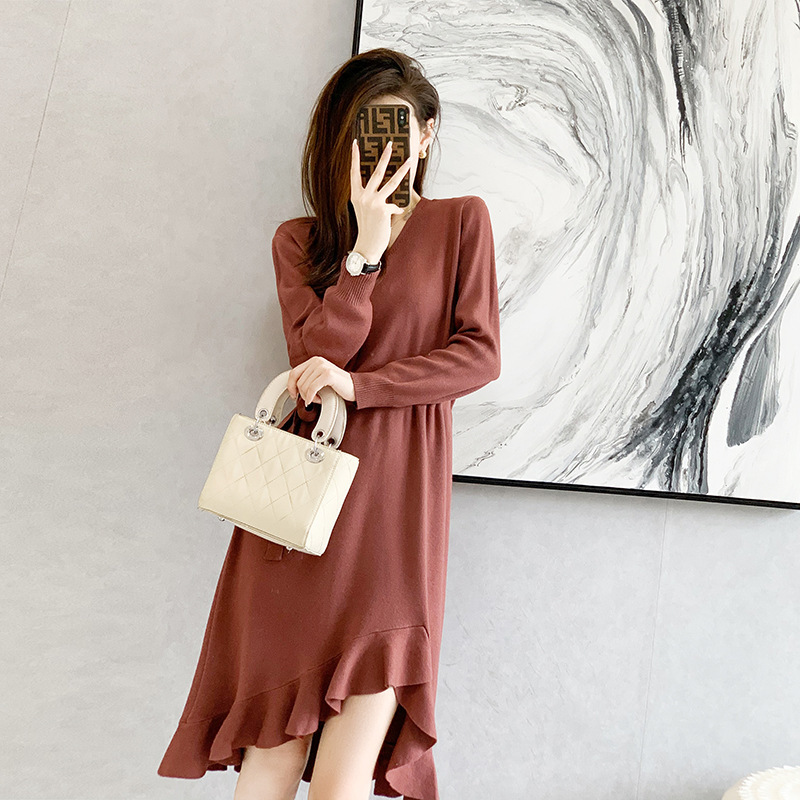 Knitted Dress for Women 2026 Autumn and Winter Solid Color Elegant Korean Style Women's Fashion Small Chanel Style Base Sweater Fishtail Skirt