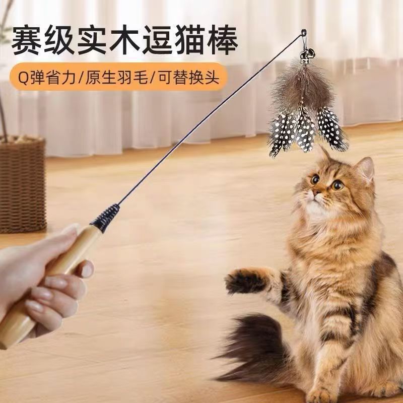 CFA赛级木柄猫咪玩具弹簧逗猫棒互动自嗨解闷可替换羽毛宠物玩具|undefined