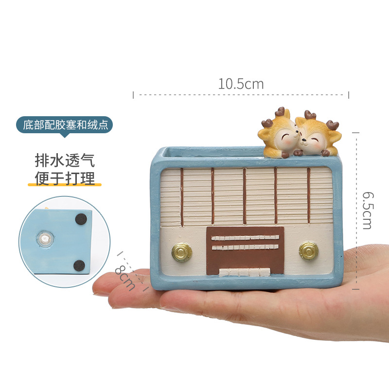 Chậu Cây Resin Chậu cây mọng nước resin vintage, chậu mini để bàn, đồ thủ công trang trí nhà (RG-49)