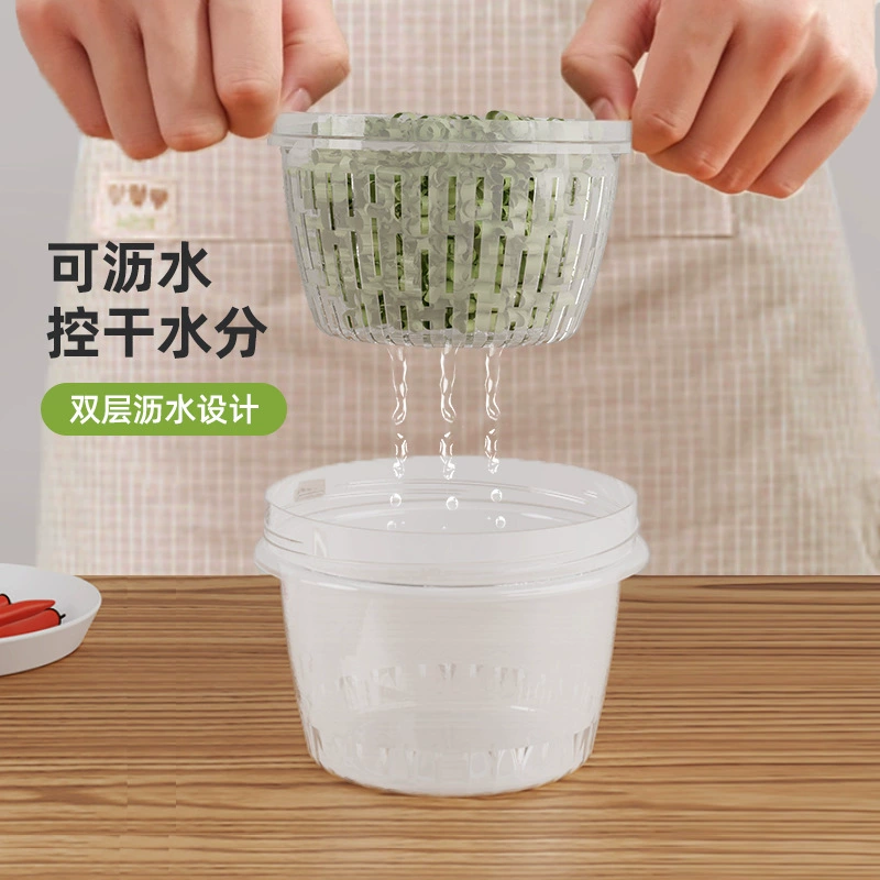 Kitchen Draining Fresh-Keep Storage Box, Transparent, Lid Included, 12×16×16 cm