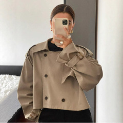 韩国2025新款秋冬经典复古短款风衣外套女士休闲风衣翻领秋季新品