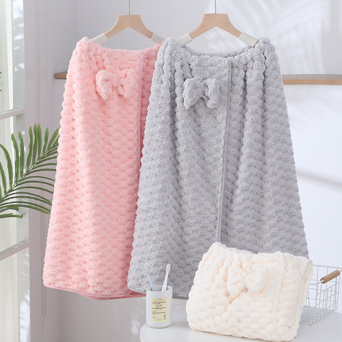 Yunduoge Coral Velvet Bath Skirt Wholesale Summer Tube Top Ladies Can Wrap In Towel Home Soft Absorbent Cute Bath Towel
