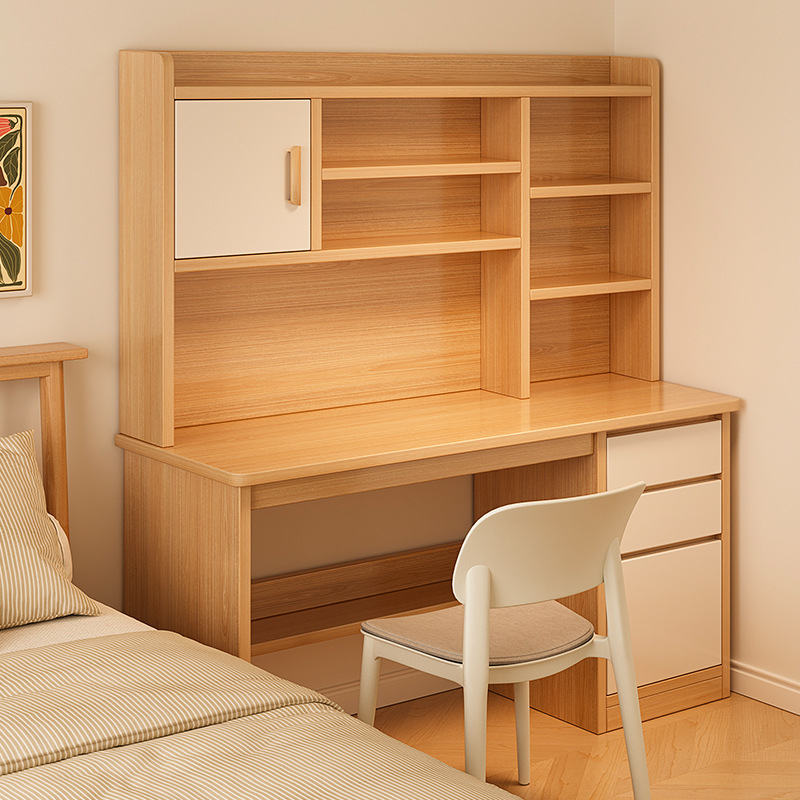 Desk Student Study Table Bookshelf Bookcase Integrated Table Storage Cabinet Home Junior High School Student Bedroom Writing Table