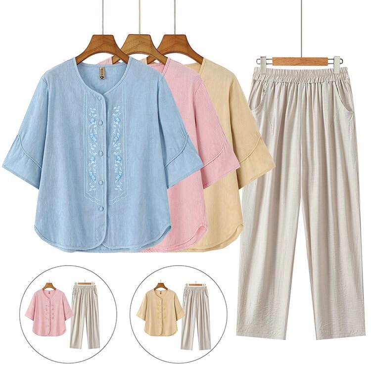 Embroidered Cardigan 39, Carrot Pants 20, Set 59