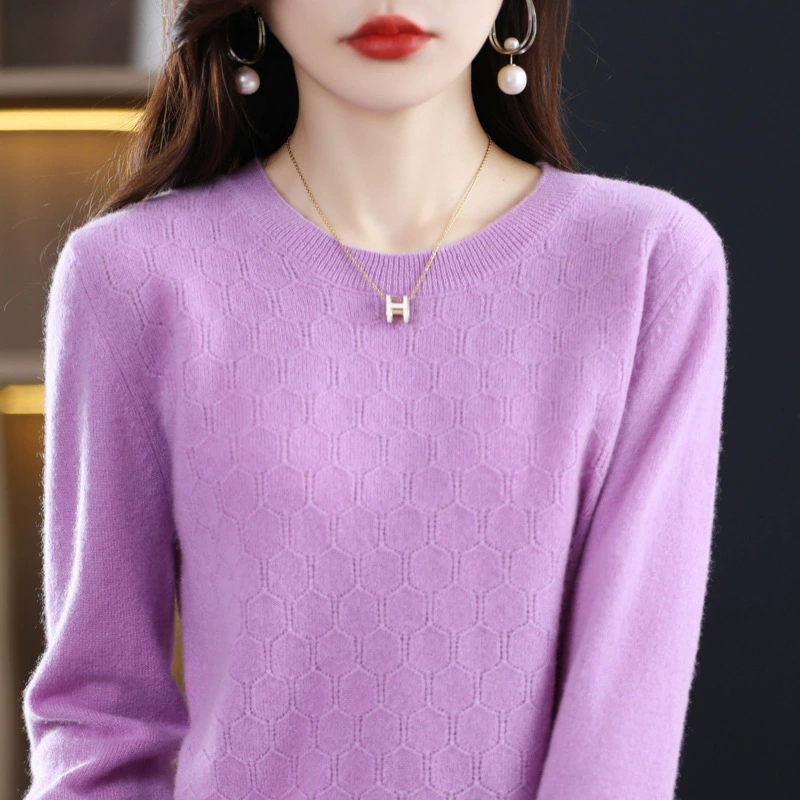 Demi-season woolen knitted sweater with a round collar, long-sleeve, slim fit, western style