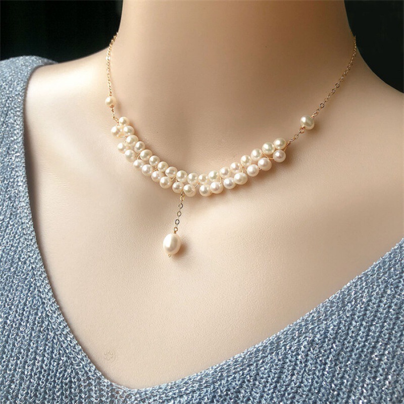 Double-Layer Imitation Pearl Scar-Covering Necklace, Fashionable Thyroid Post-Surgery Covering the Neck and Beautifying Day to Modify the Neck