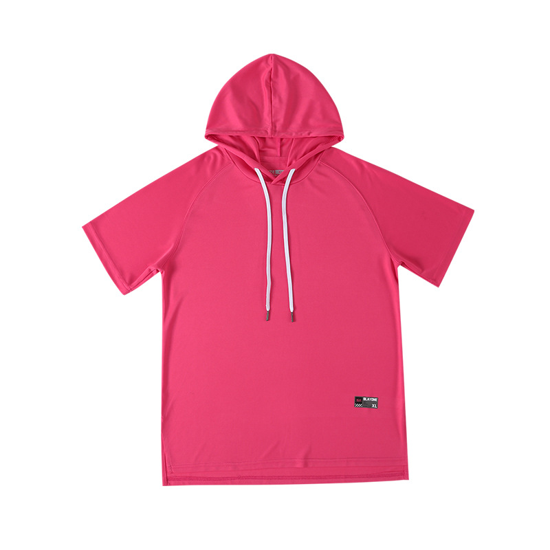 Camiseta con capucha de los hombres de manga corta color sólido Deportes de verano moda Ins con capucha hip hop media manga camiseta de moda Marca Ropa de hombre