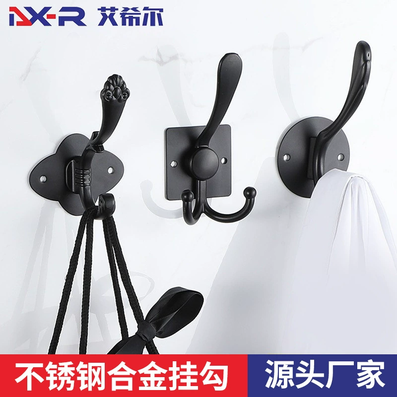 Черный крючок для одежды Вискоза Настенная настенная вешалка без перфорации Скандинавский дверной крючок для одежды Обувной шкаф с одним крючком