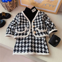 檸里女童小香風套裝裙秋裝新款洋氣兒童時髦短裙網紅女寶寶兩件套