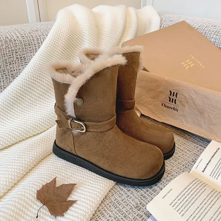 Утеплённые ботинки‑полусапожки с мехом, верх велюр, искусственный мех, подошва «говяжья жилка», размеры 34–39
