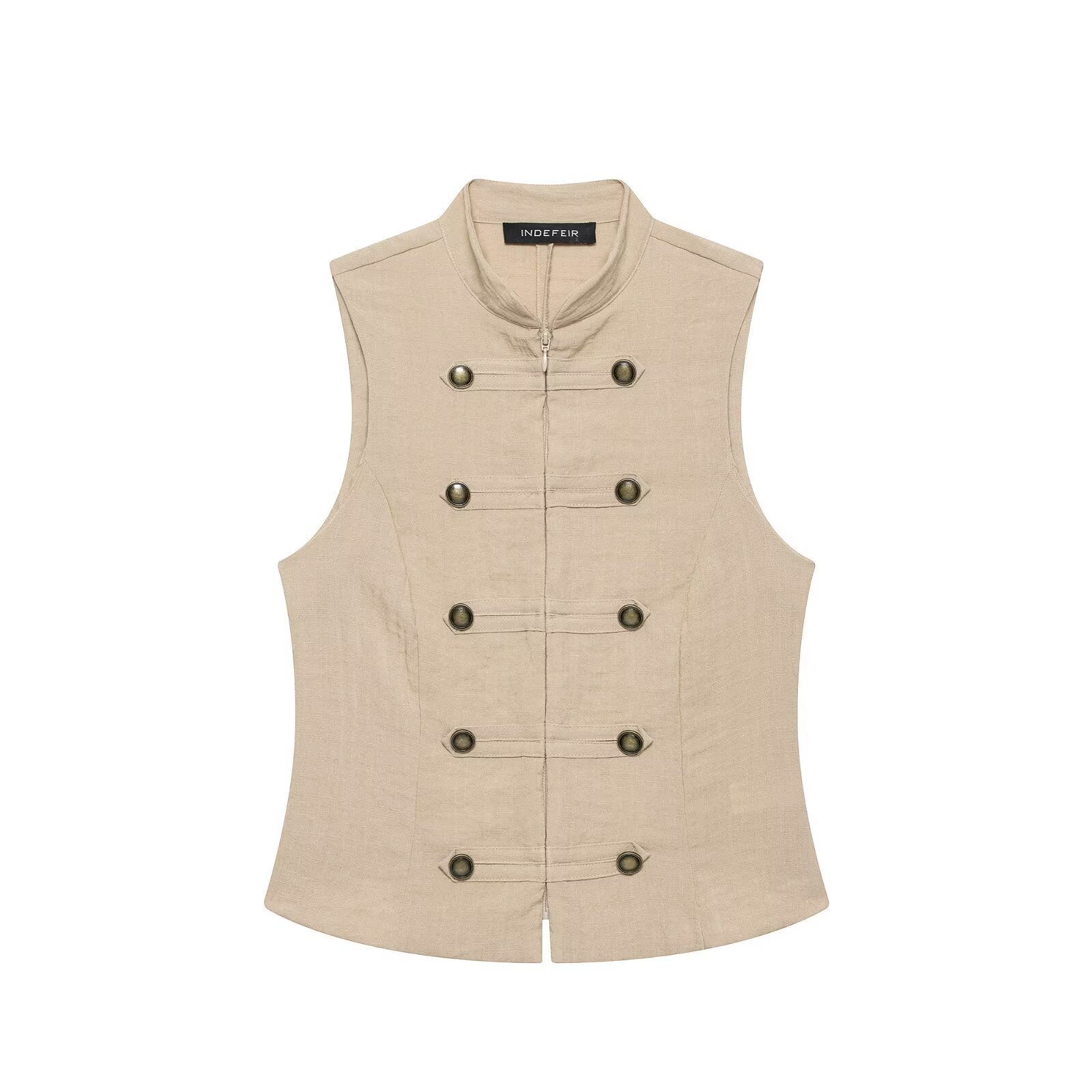 ZAZA hecho en casa estilo europeo al por mayor ropa de mujer de moda temperamento sin mangas botones camisa de chaleco 7969223