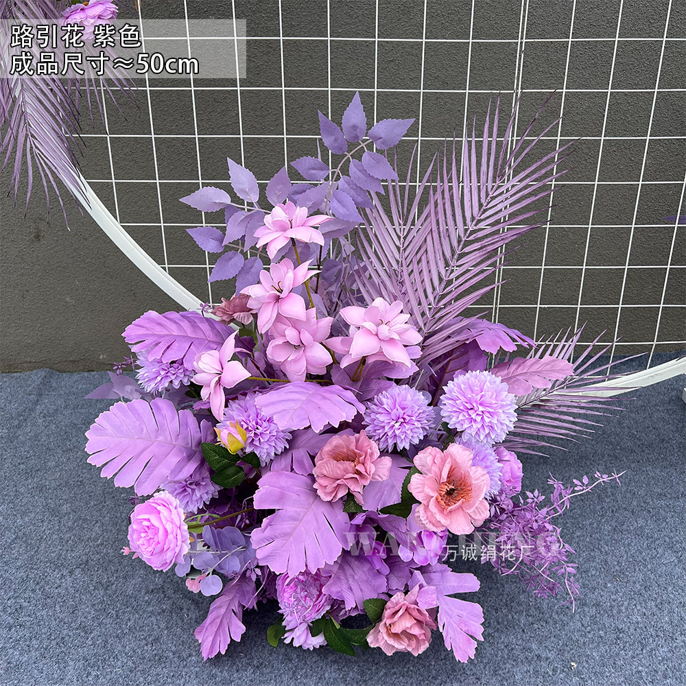 El comercio exterior de la boda flor artificial piso de la boda flor de seda apoyos de la flor de eucalipto flor artificial fila accesorios de la boda floral