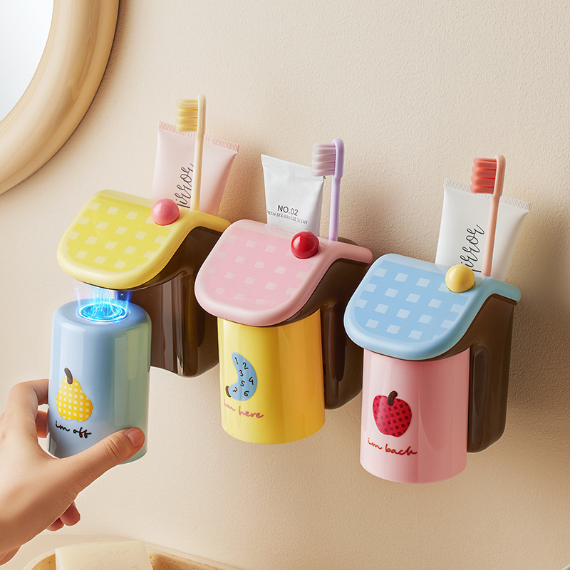 Magnetic Suction Mouthwash Cup, Toothbrush Holder, Small House-Shaped Wall-Mounted Tooth Cup, Water-Resistant, No Drilling Required