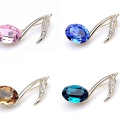 Fashion evening wear accessories popular in foreign trade, gold-plated crystal and diamond music note brooch and flower, five color options available