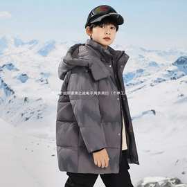 儿童羽绒服男童新款2025洋气冬季中大童长款加厚迷彩童装外套潮棉