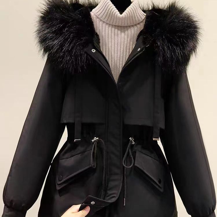 Women's Clothing Plush and thickened parka short loose large size down cotton coat autumn and winter Korean style hooded casual cotton jacket_voghion.com