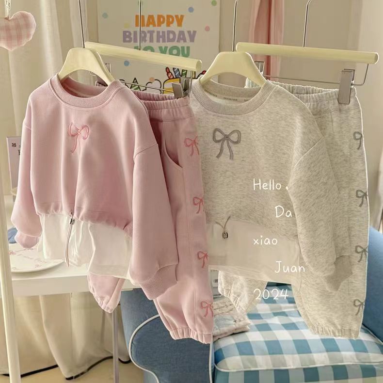 Classic fashionable autumn sweatshirt with bow