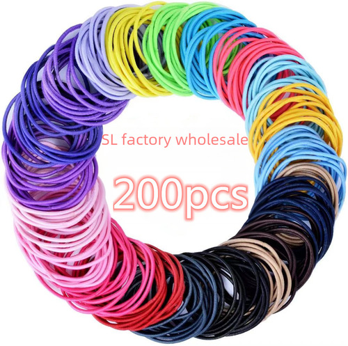 Cross-border fresh and cute 200 pcs pack hair accessories for girls, children hair bands, basic hair ties, double rose hair decorations
