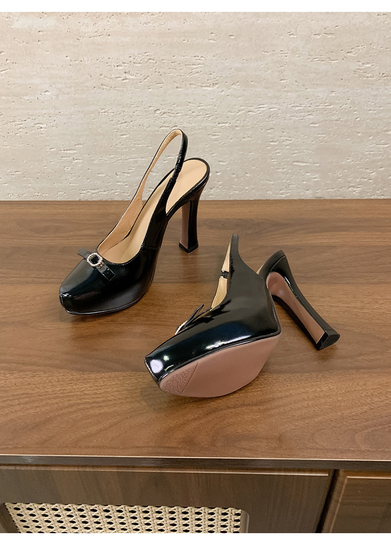 Sandal cao gót nữ mũi nhọn quai ngang gót nhọn 9 cm — màu đen, màu trắng ngà chi tiết 21
