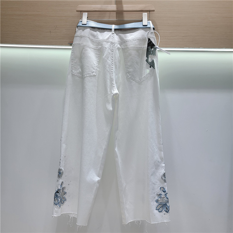 Pantalón Recto de Mezclilla con Bordado de Cintura Alta image 2