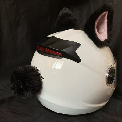 Ski Helmet Accessories Disassembly — Motosiklet dəbilqələri - ornaments-do-not-include-helmet-a-pair-of-black-pink-cat-ears-tail