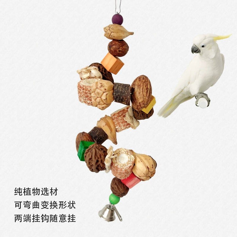 Забавная жевательная игрушка для попугая, гибкая и деформируемая, деревянный блок из горного ананаса и ореха, длинная веревка для восхождения, чтобы избавиться от скуки, принадлежности для клеток для птиц