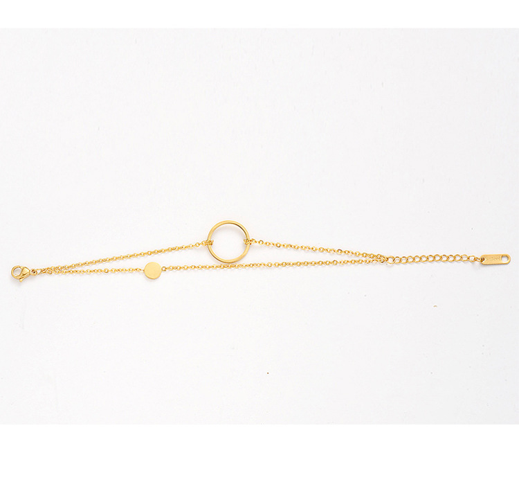 New Simple Ring Double Layered 14k Gold Stainless Steel Chain Bracelet Wholesale display picture 3