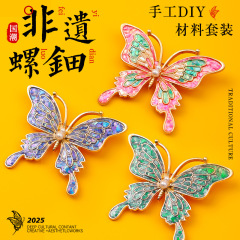 無形文化遺産手作り螺鈿 DIY ヘアピン素材パッケージ貝殻蝶ブローチヘアピンサロンウォームアップイベントギフト