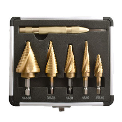 6pcs British pagoda drill hand electric drill punch drill bit set center punch combination tool hexagonal spiral step drill