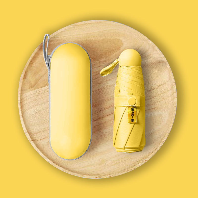 Paraguas portátil Mini paraguas pequeño de cinco veces estudiante cápsula paraguas soleado y lluvioso de doble uso Protección Solar Femenina sombrilla