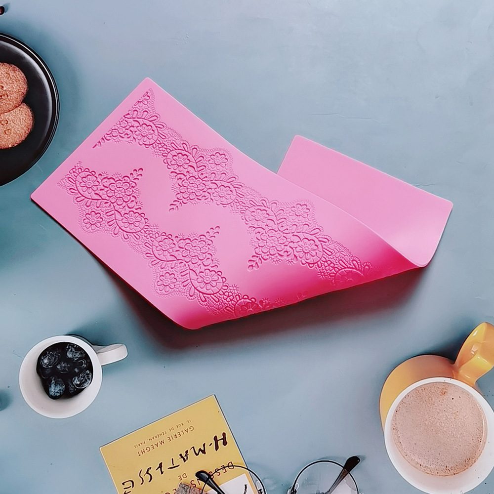 encaje375 - 257 molde de silicona pastel de encaje molde de relieve herramientas de decoración de pastel de chocolate esterilla de relieve