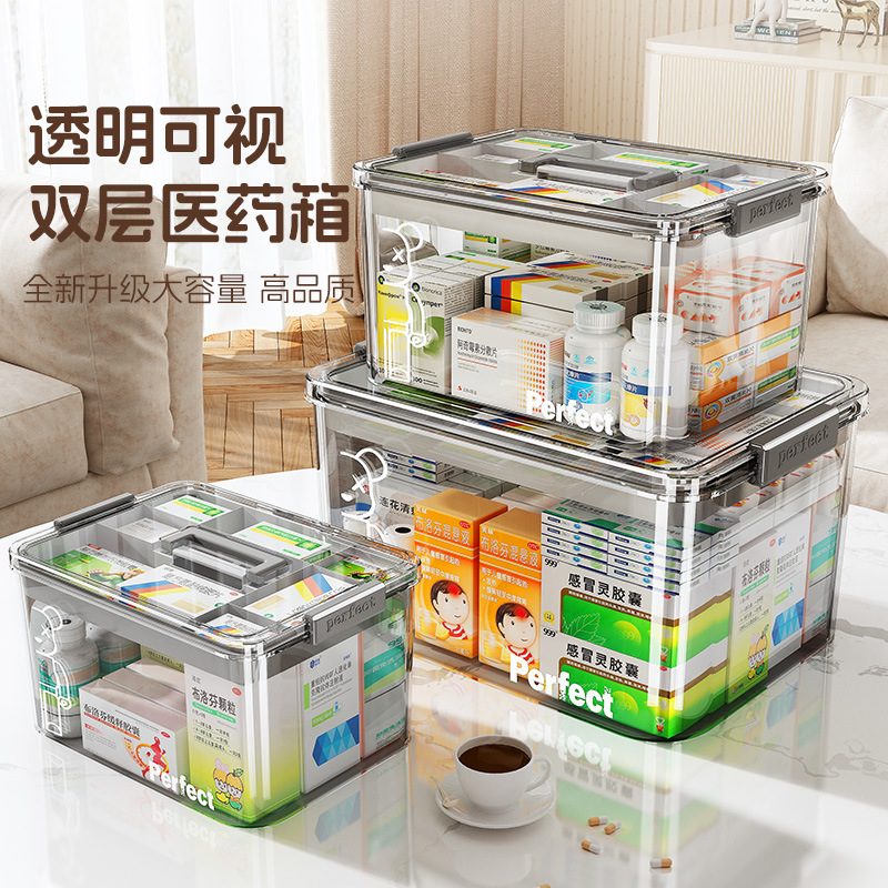 多層藥箱家庭裝家用醫藥箱大容量藥物收納盒透明大號醫療急救藥盒