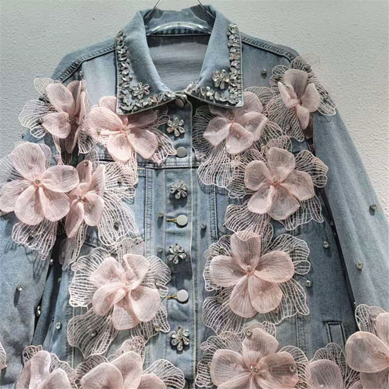 2026 suave mariposa diamante chaqueta vaquín cuentas de clavos chaqueta suelta primavera plegable para vestir vaquín versátil chaqueta de mujer