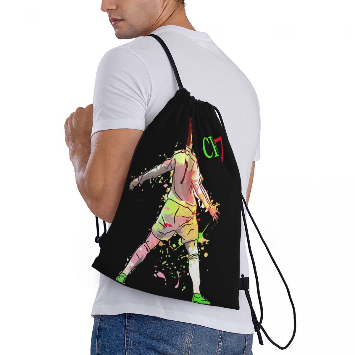 Nueva popularidad de la estrella del fútbol, Ronaldo, mochila de lona, mochila de moda, mochila casual, hombre y mujer