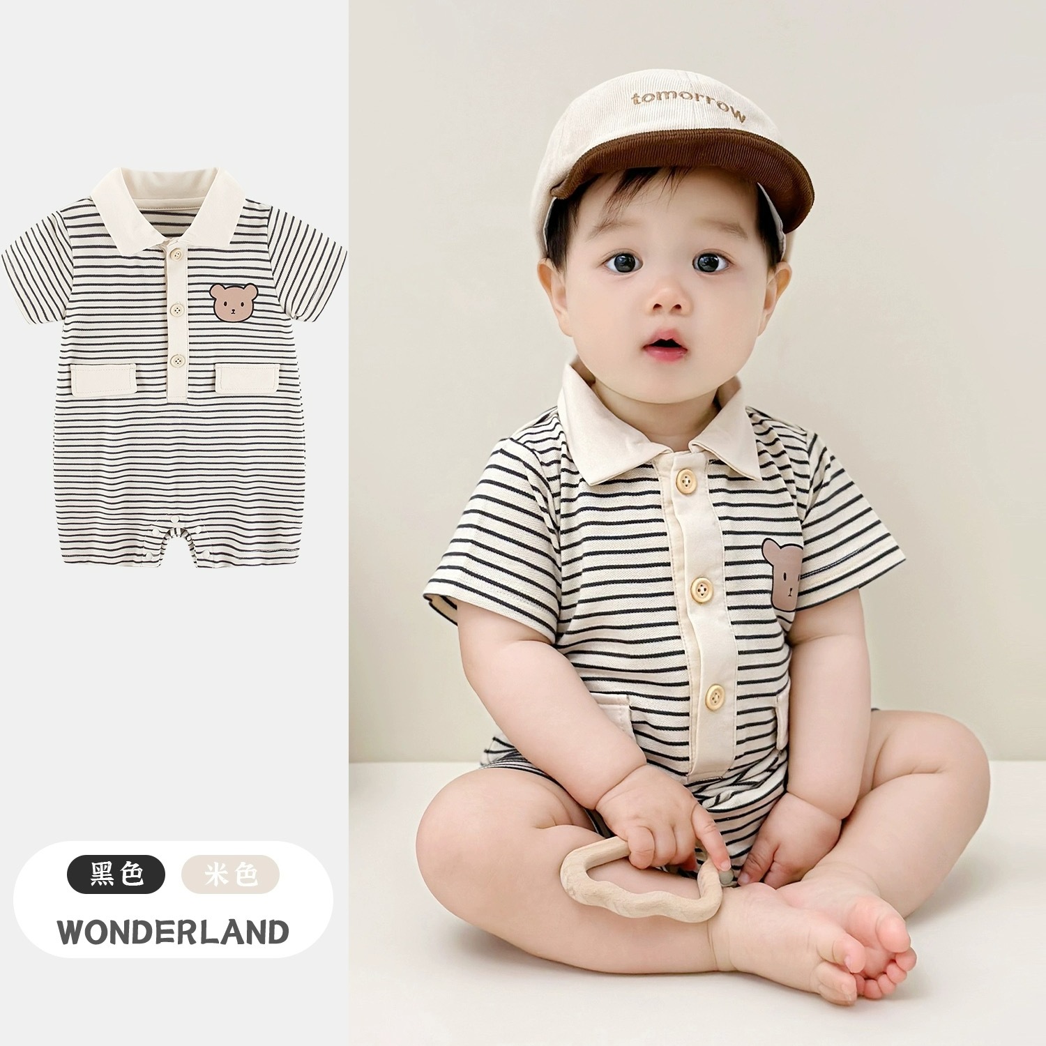 婴儿衣服夏装薄款新生男宝宝连体衣夏天满月百天超萌哈衣爬服夏季