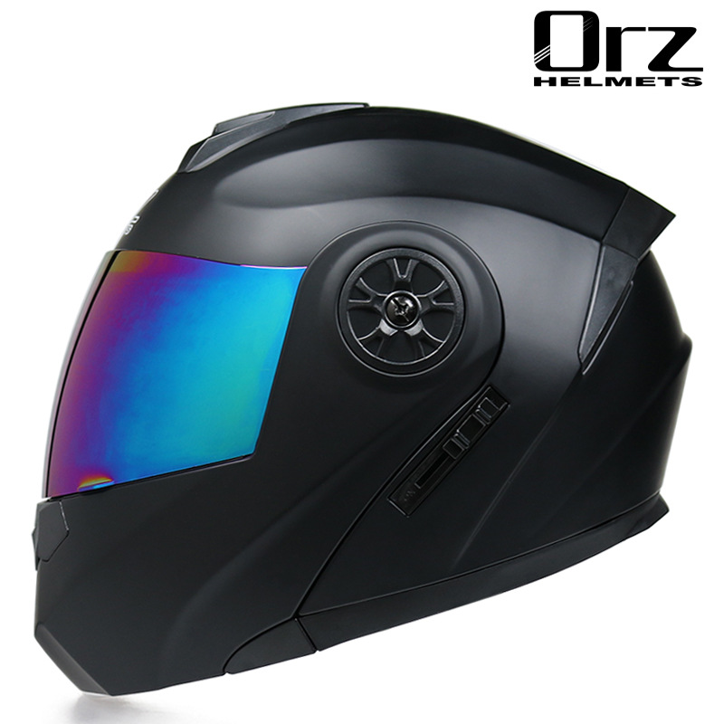 Casco de bicicleta eléctrica ORZ, gris, unisex, integral, para todas las estaciones, abierto, con doble visera, protección solar para ciclismo.
