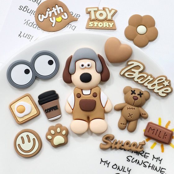 Pilot boss dog water cup stickers accessories creative DIY cute cartoon large puppy phone case 3D stickers