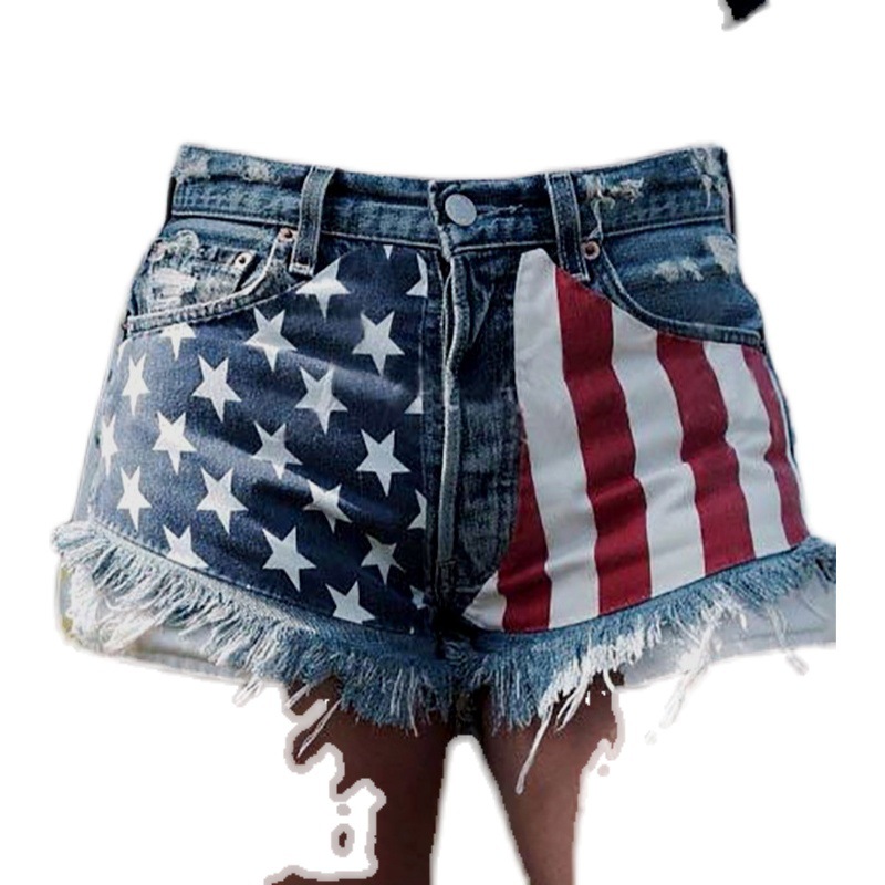 Shorts Vaqueros de Mujer con Estampado de Estrellas, Estilo Europeo y Americano, Plataforma Independiente de Amazon, Venta Transfronteriza