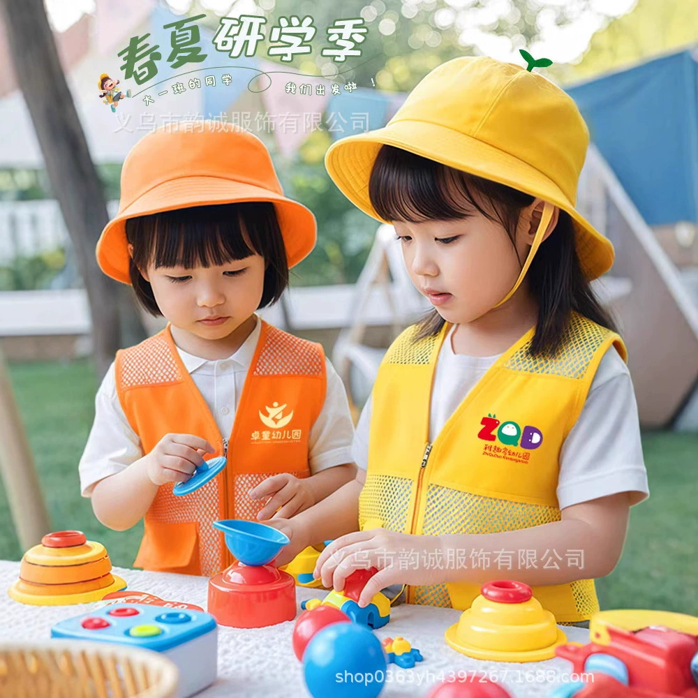 Детский жилет для летнего лагеря с логотипом на заказ, учебный жилет для детского сада, рекламный сетчатый жилет для волонтеров на заказ